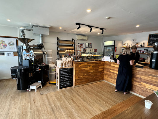 Turkish Yücel coffee roasting machine operating for specialty café and roastery