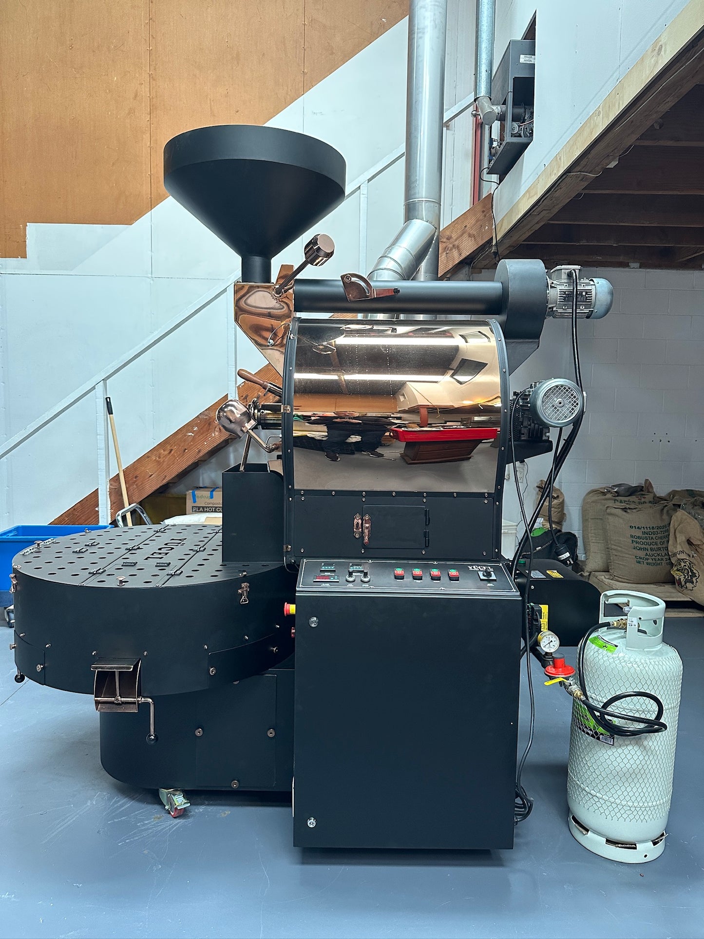 Yucel 20kg LPG commercial coffee bean roaster – precision roasting machine for professional roasteries Turkey Auckland NZ Sydney Brisbane Melbourne Perth Adelaide Australia 
