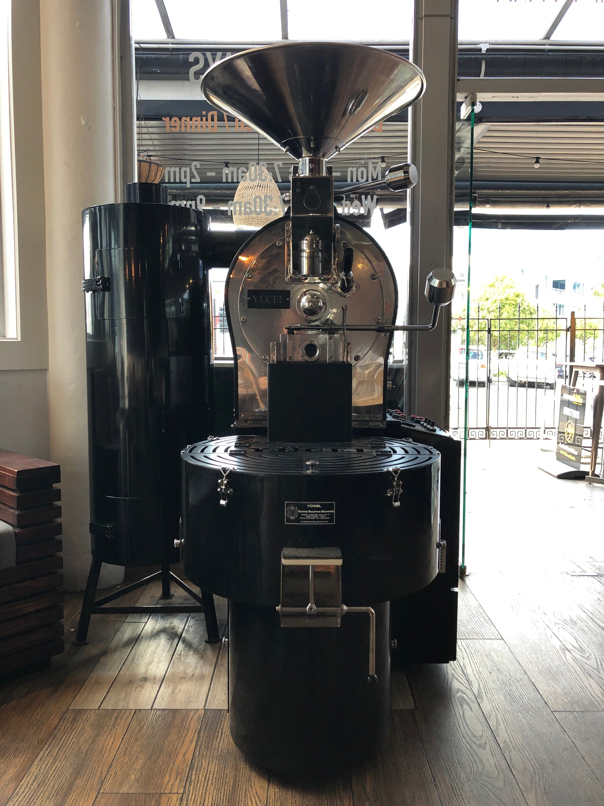 10kg Yucel coffee roaster with chaff collector for café and commercial roasting Turkey Auckland NZ Sydney Brisbane Melbourne Perth Adelaide Australia 
