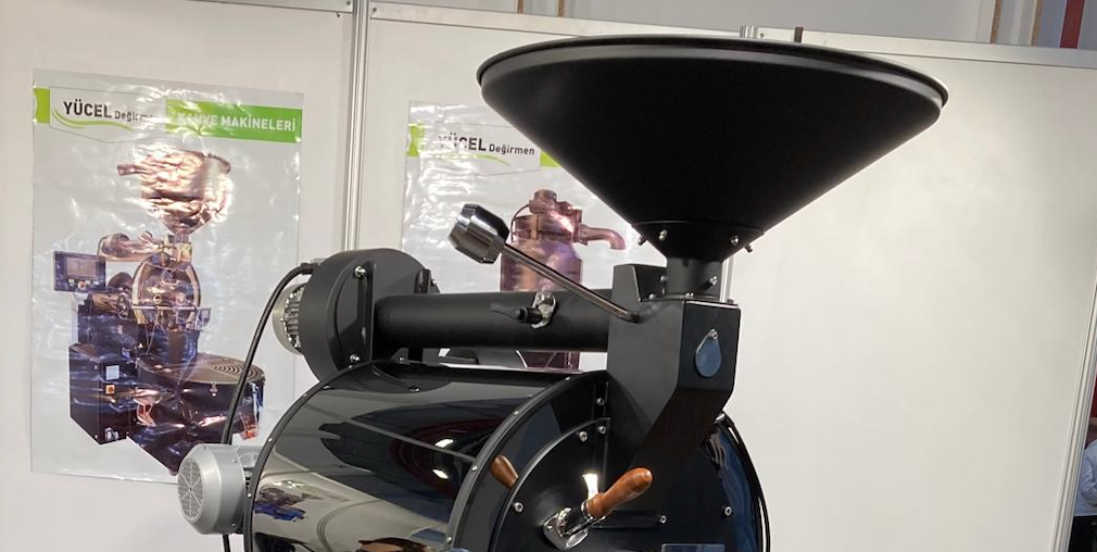 Turkish coffee roaster with sleek black finish and professional roasting system