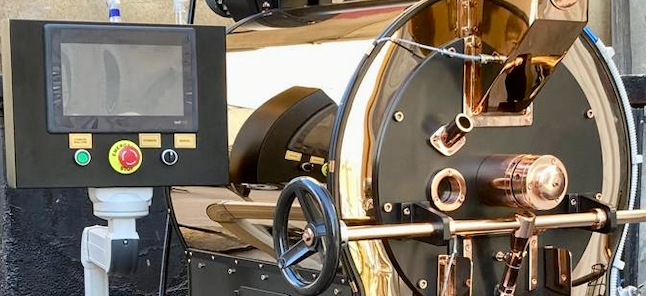 Turkish coffee roaster machine featuring PLC digital display and smart roasting system